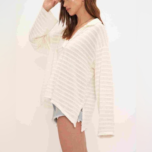 Project Social T Capistrano Collared Washed Pullover in Oat - Size Medium - Picture 2 of 8